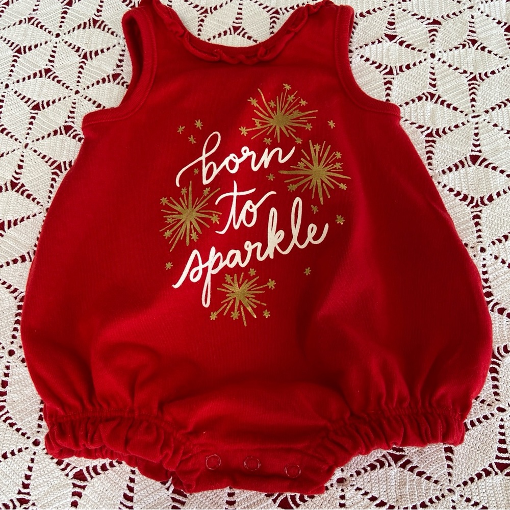 Cat & Jack 0-3 Mo Baby’s First July Fourth Celebration Sleeveless Red One-Piece